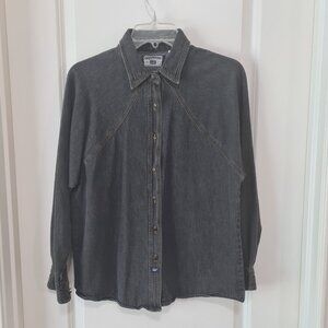 Lee Black Denim Button Down Shirt, Small